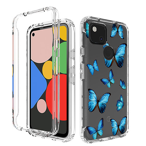 Ultra-thin Transparent Gel Soft Matte Finish Front and Back Case 360 Degrees Cover for Google Pixel 4a Blue