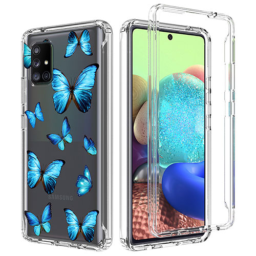 Ultra-thin Transparent Gel Soft Matte Finish Front and Back Case 360 Degrees Cover for Samsung Galaxy A71 4G A715 Blue