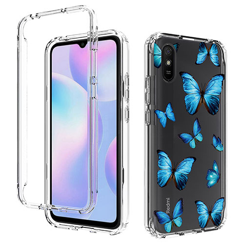 Ultra-thin Transparent Gel Soft Matte Finish Front and Back Case 360 Degrees Cover for Xiaomi Redmi 9AT Blue