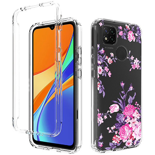 Ultra-thin Transparent Gel Soft Matte Finish Front and Back Case 360 Degrees Cover for Xiaomi Redmi 9C Pink