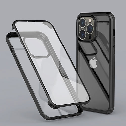 Ultra-thin Transparent Gel Soft Matte Finish Front and Back Case 360 Degrees Cover LK1 for Apple iPhone 14 Pro Black