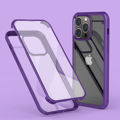 Ultra-thin Transparent Gel Soft Matte Finish Front and Back Case 360 Degrees Cover LK1 for Apple iPhone 14 Pro Max Purple