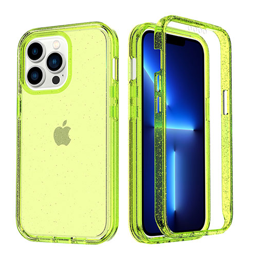 Ultra-thin Transparent Gel Soft Matte Finish Front and Back Case 360 Degrees Cover YJ1 for Apple iPhone 13 Pro Max Green