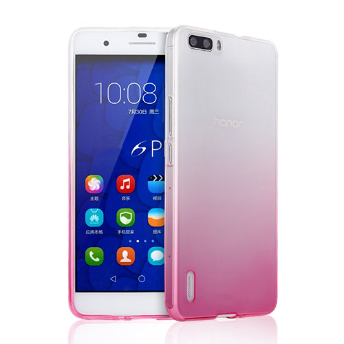 Ultra-thin Transparent Gradient Soft Cover for Huawei Honor 6 Plus Pink