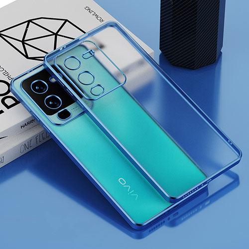 Ultra-thin Transparent TPU Soft Case Cover AN1 for Vivo V25 Pro 5G Blue