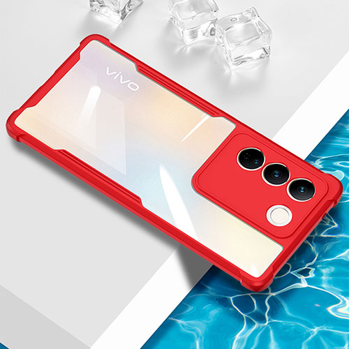 Ultra-thin Transparent TPU Soft Case Cover BH1 for Vivo V27 5G Red