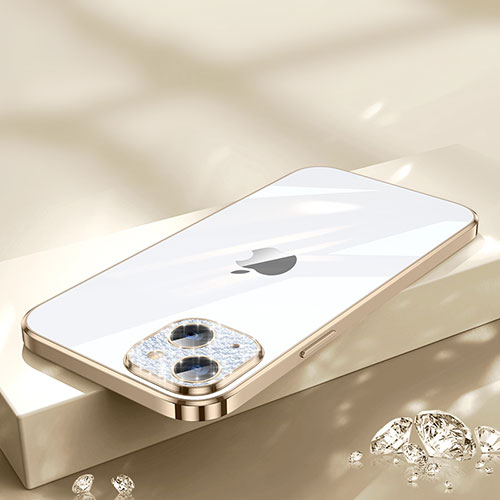Ultra-thin Transparent TPU Soft Case Cover Bling-Bling LD2 for Apple iPhone 14 Gold