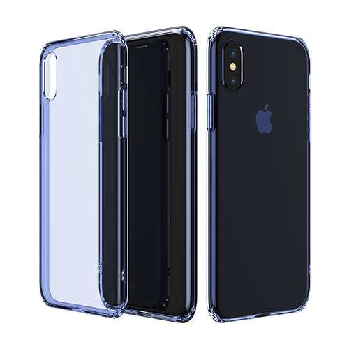 Ultra-thin Transparent TPU Soft Case Cover for Apple iPhone X Blue