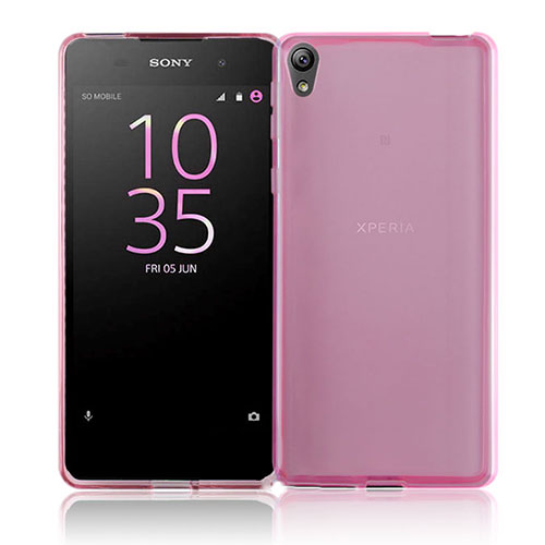 Ultra-thin Transparent TPU Soft Case Cover for Sony Xperia E5 Pink