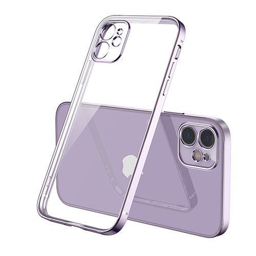 Ultra-thin Transparent TPU Soft Case Cover H01 for Apple iPhone 12 Purple