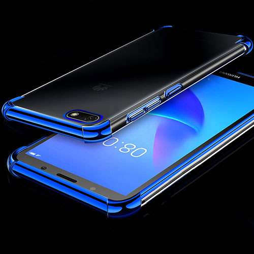 Ultra-thin Transparent TPU Soft Case Cover H01 for Huawei Honor 7S Blue