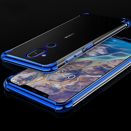 Ultra-thin Transparent TPU Soft Case Cover H01 for Nokia 7.1 Plus Blue