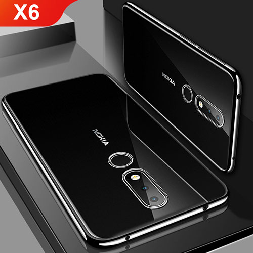 Ultra-thin Transparent TPU Soft Case Cover H01 for Nokia X6 Black