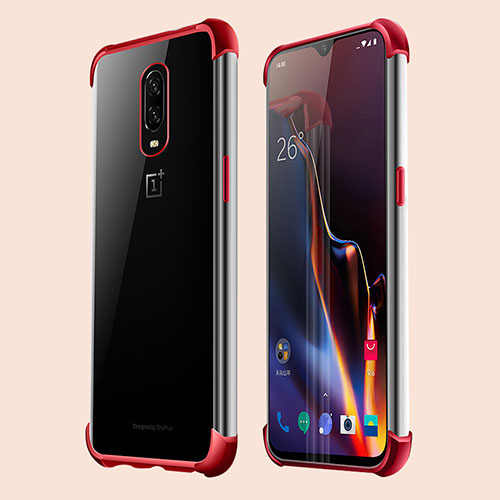 Ultra-thin Transparent TPU Soft Case Cover H01 for OnePlus 6T Red
