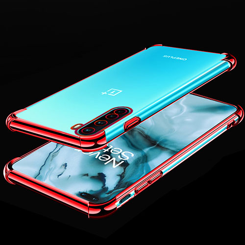 Ultra-thin Transparent TPU Soft Case Cover H01 for OnePlus Nord Red