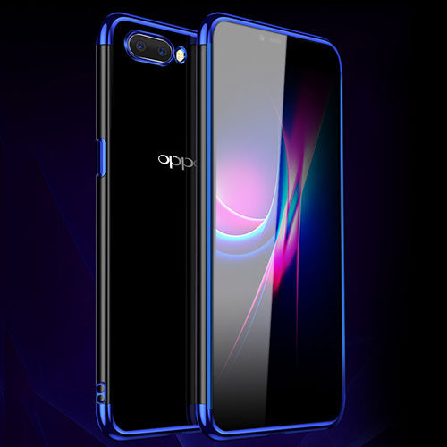 Ultra-thin Transparent TPU Soft Case Cover H01 for Oppo A12e Blue