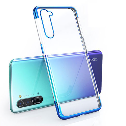 Ultra-thin Transparent TPU Soft Case Cover H01 for Oppo F15 Blue