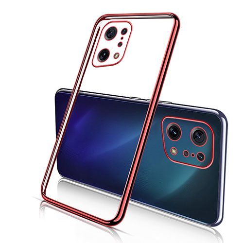 Ultra-thin Transparent TPU Soft Case Cover H01 for Oppo Find X5 5G Red