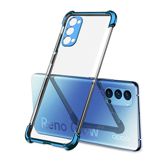 Ultra-thin Transparent TPU Soft Case Cover H01 for Oppo Reno4 Pro 5G Blue