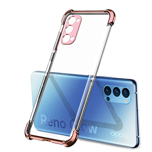 Ultra-thin Transparent TPU Soft Case Cover H01 for Oppo Reno4 Pro 5G Rose Gold