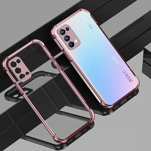 Ultra-thin Transparent TPU Soft Case Cover H01 for Oppo Reno5 Pro 5G Rose Gold