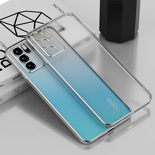 Ultra-thin Transparent TPU Soft Case Cover H01 for Oppo Reno6 5G Silver