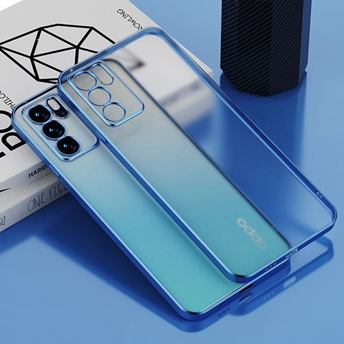 Ultra-thin Transparent TPU Soft Case Cover H01 for Oppo Reno6 Pro 5G India Blue