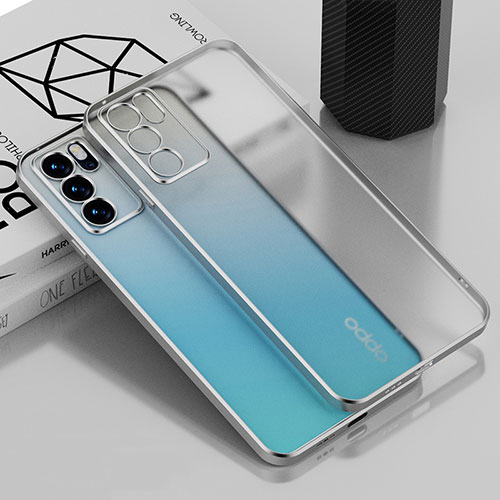 Ultra-thin Transparent TPU Soft Case Cover H01 for Oppo Reno6 Pro 5G India Silver