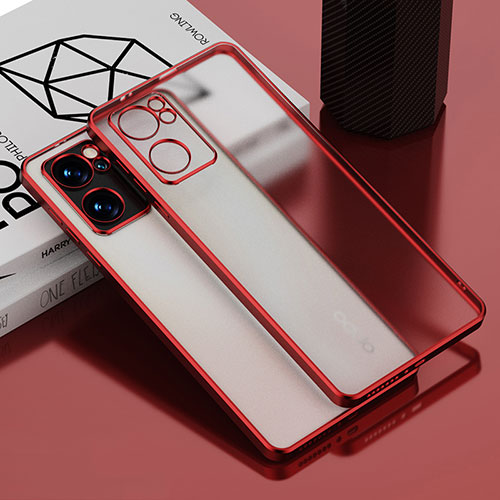 Ultra-thin Transparent TPU Soft Case Cover H01 for Oppo Reno7 SE 5G Red