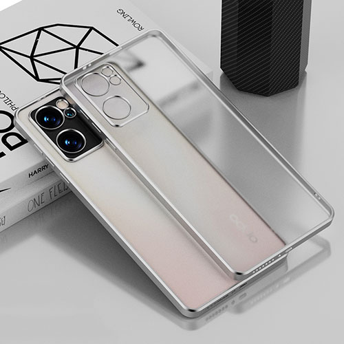 Ultra-thin Transparent TPU Soft Case Cover H01 for Oppo Reno7 SE 5G Silver