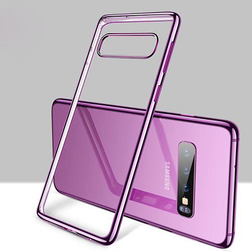 Ultra-thin Transparent TPU Soft Case Cover H01 for Samsung Galaxy S10 Purple