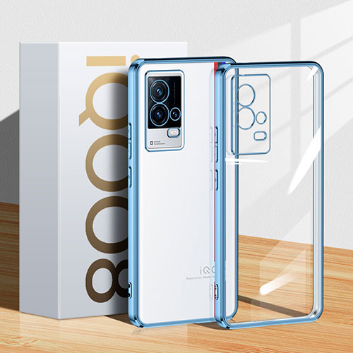 Ultra-thin Transparent TPU Soft Case Cover H01 for Vivo iQOO 8 5G Blue