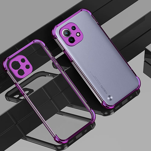 Ultra-thin Transparent TPU Soft Case Cover H01 for Xiaomi Mi 11 Lite 5G Purple