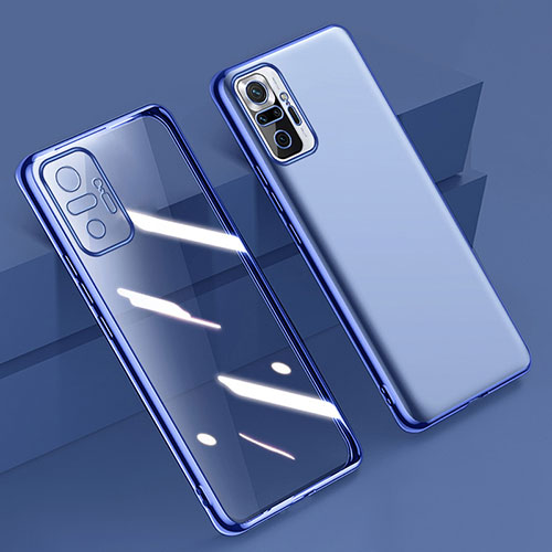 Ultra-thin Transparent TPU Soft Case Cover H01 for Xiaomi Redmi Note 10 Pro Max Blue