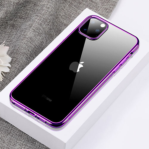 Ultra-thin Transparent TPU Soft Case Cover H02 for Apple iPhone 11 Pro Max Purple