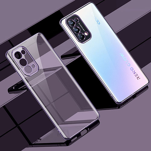 Ultra-thin Transparent TPU Soft Case Cover H02 for Oppo Reno5 Pro 5G Purple