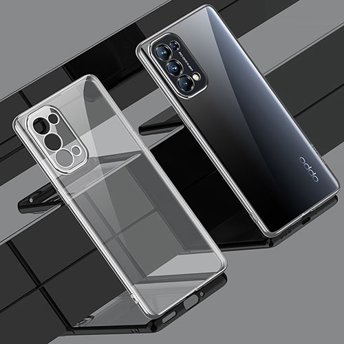 Ultra-thin Transparent TPU Soft Case Cover H02 for Oppo Reno5 Pro 5G Silver