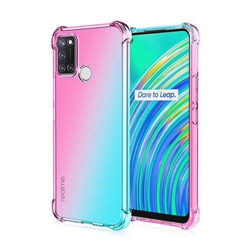 Ultra-thin Transparent TPU Soft Case Cover H02 for Realme 7i Cyan