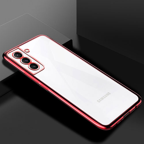 Ultra-thin Transparent TPU Soft Case Cover H02 for Samsung Galaxy S21 5G Red