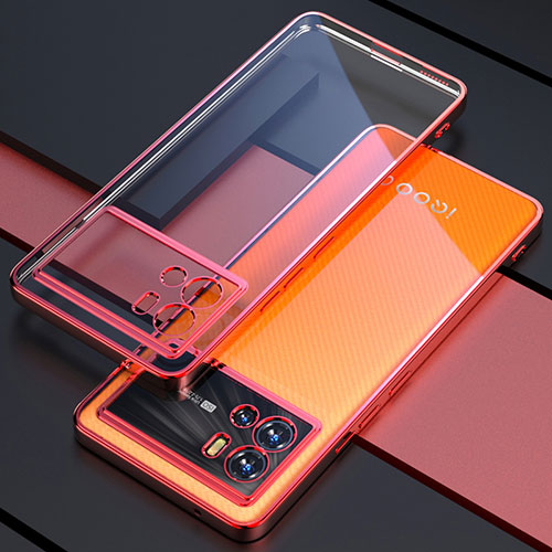Ultra-thin Transparent TPU Soft Case Cover H02 for Vivo iQOO 9 Pro 5G Red