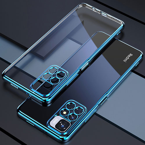 Ultra-thin Transparent TPU Soft Case Cover H02 for Xiaomi Redmi 10 4G Blue