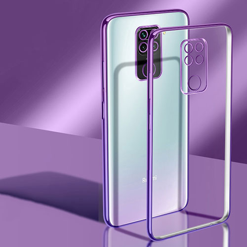 Ultra-thin Transparent TPU Soft Case Cover H02 for Xiaomi Redmi Note 9 Purple