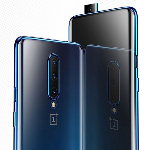 Ultra-thin Transparent TPU Soft Case Cover H03 for OnePlus 7 Pro Blue