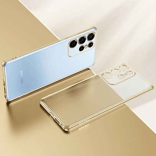 Ultra-thin Transparent TPU Soft Case Cover H03 for Samsung Galaxy S21 Ultra 5G Gold
