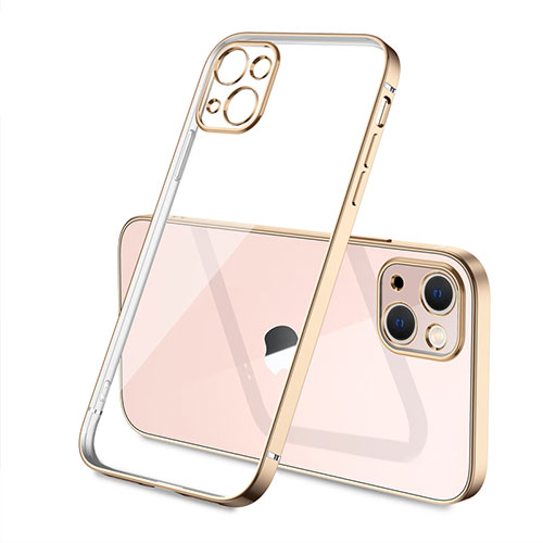 Ultra-thin Transparent TPU Soft Case Cover H04 for Apple iPhone 13 Mini Gold