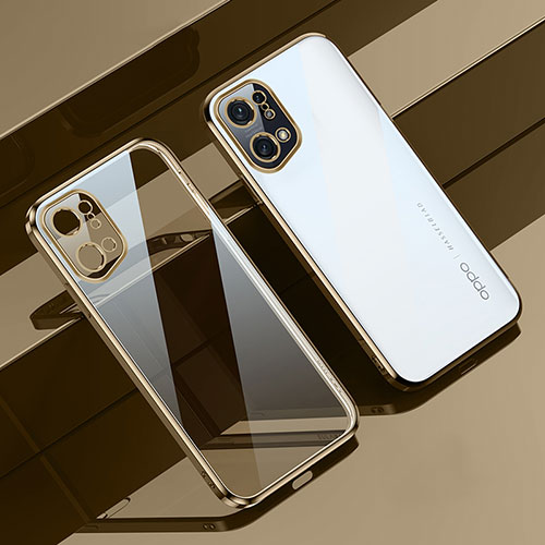 Ultra-thin Transparent TPU Soft Case Cover H04 for Oppo Find X5 5G Gold