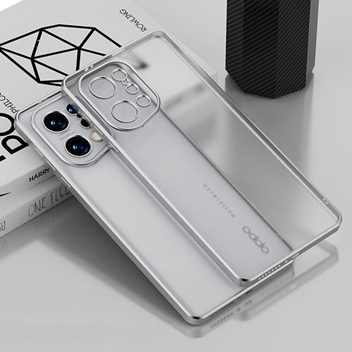 Ultra-thin Transparent TPU Soft Case Cover H05 for Oppo Find X5 Pro 5G Silver