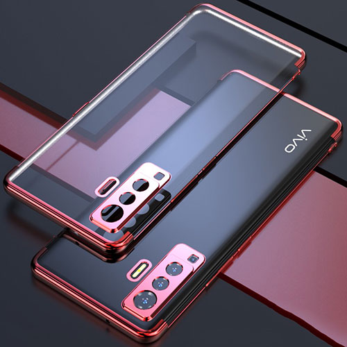 Ultra-thin Transparent TPU Soft Case Cover H05 for Vivo X50 5G Red