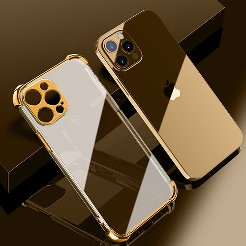 Ultra-thin Transparent TPU Soft Case Cover H06 for Apple iPhone 14 Pro Max Gold