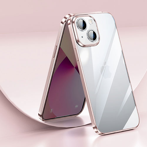 Ultra-thin Transparent TPU Soft Case Cover LD2 for Apple iPhone 14 Rose Gold